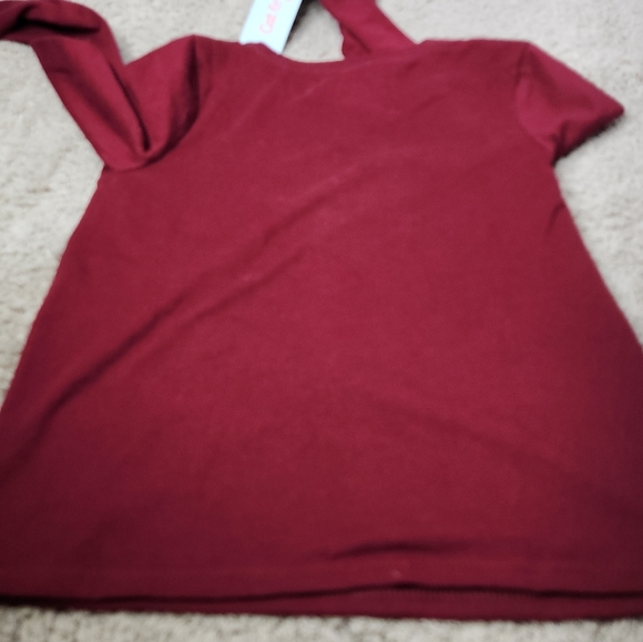 Girl's Burgundy "Dance To The Beat" Long Sleeve Top & Burgundy Leggings S(6/7) - Picture 6 of 16